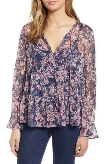 Women's Lucky Brand Bell Sleeve Printed Top - Blue