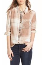 Women's Bp. Plaid Button Up Shirt, Size - Brown