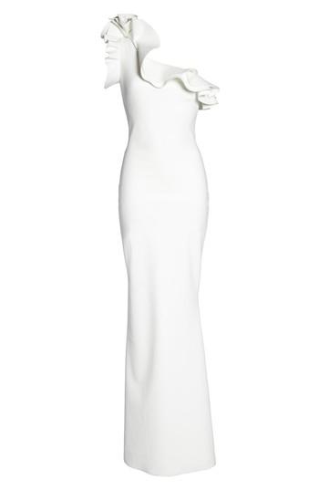 Women's Chiara Boni La Robe Elisir Ruffle One-shoulder Gown