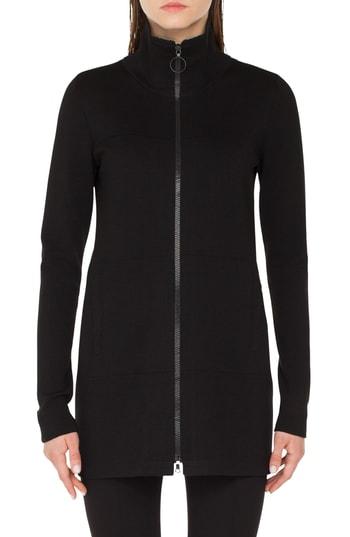 Women's Akris Punto Milano Knit Stretch Wool Cardigan - Black