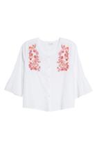 Women's Sundry Embroidered Trumpet Sleeve Blouse - White