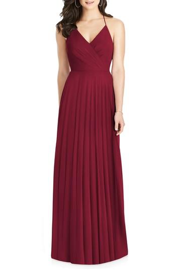 Women's Dessy Collection Ruffle Back Chiffon Gown - Burgundy