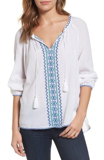 Women's Nydj Embroidered Peasant Blouse