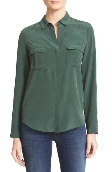 Women's L'agence Valerie Safari Pocket Silk Blouse
