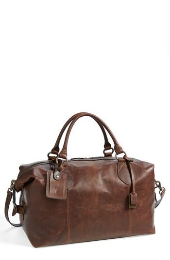 Men's Frye 'logan' Leather Overnight Bag - Beige (online Only)