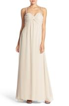 Women's Hayley Paige Occasions Beaded Strap Sweetheart Neckline Chiffon A-line Gown
