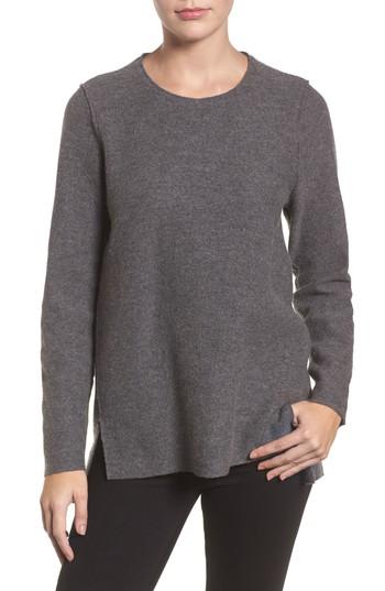 Women's Eileen Fisher Boiled Merino Wool Top, Size - Grey