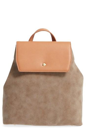 Emperia Two Tone Faux Leather Backpack - Beige