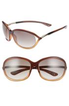 Women's Tom Ford 'jennifer' 61mm Oval Oversize Frame Sunglasses - Brown Gradient/ Light Orange
