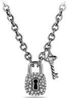 Women's David Yurman 'cable Collectibles' Lock And Key Charm Necklace With Diamonds