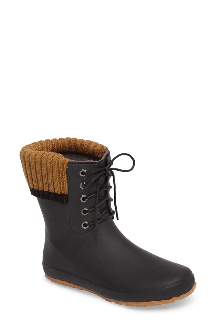 Women's Dav Lace-up Water Resistant Rain Boot M - Black