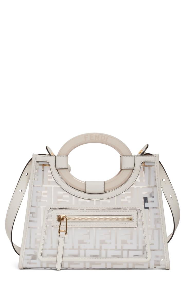 Fendi Small Runway Logo Transparent Shopper - White