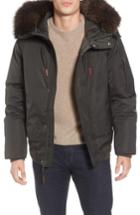 Men's Andrew Marc Bomber Jacket With Genuine Fox Fur Trim - Green