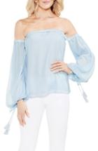 Women's Vince Camuto Off The Shoulder Bubble Sleeve Blouse, Size - Blue