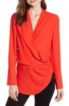 Women's Trouve Long Sleeve Wrap Blouse - Red