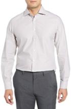 Men's Luciano Barbera Slim Fit Check Dress Shirt - Beige
