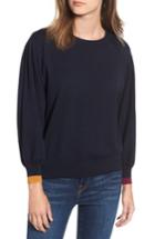 Women's Hinge Contrast Cuff Sweater, Size - Blue