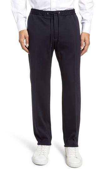 Men's Boss Banks Flat Front Trim Fit Wool Blend Trousers R - Blue