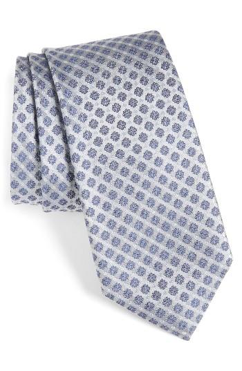 Men's Calibrate Forget Me Not Floral Silk Tie, Size - Metallic