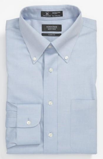 Men's Nordstrom Men's Shop Smartcare(tm) Classic Fit Pinpoint Dress Shirt .5 32 - Blue (online Only)