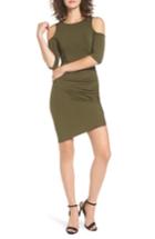 Women's Soprano Ruched Cold Shoulder Dress - Green