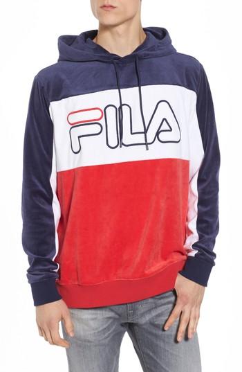 Men's Fila Baggio Velour Hoodie - Blue