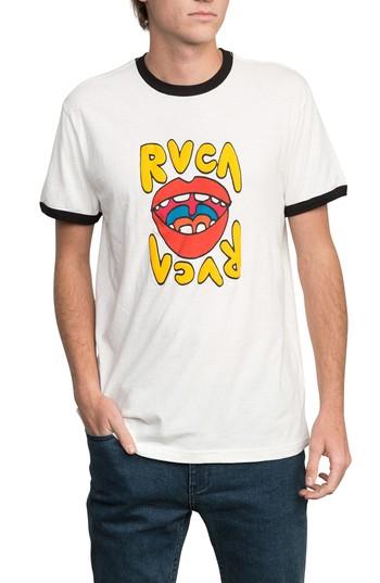 Men's Rvca Fliplip Ringer Tee - Ivory