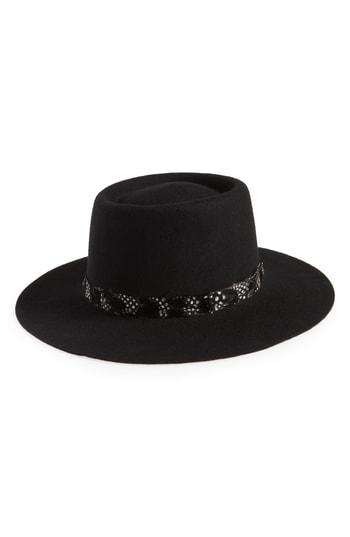 Women's Treasure & Bond Wool Boater Hat - Black