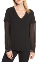 Women's Karl Lagerfeld Paris Pearl Bead Detail Blouse - Black
