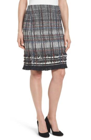 Women's Nic+zoe Checked Fringe Skirt - Grey