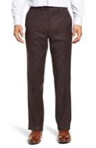 Men's John W. Nordstrom Torino Traditional Fit Flat Front Solid Wool & Cashmere Trousers - Burgundy