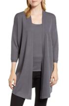 Women's Anne Klein Side Slit Long Cardigan - Grey