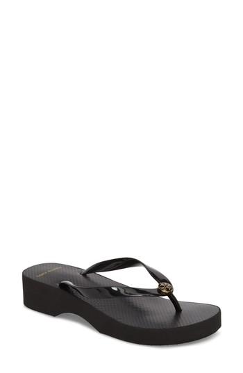 Women's Tory Burch Wedge Flip Flop M - Black
