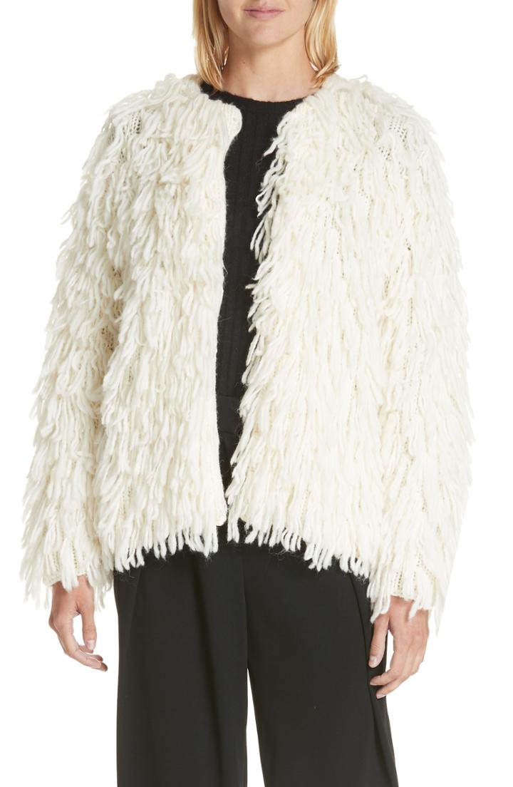 Women's Rag & Bone Amber Wool Sweater Coat, Size - Ivory