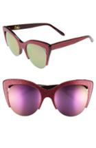 Women's Vow London Mia 51mm Cat Eye Sunglasses - Hot Pink Glitter