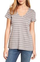 Women's Caslon Rounded V-neck Tee, Size - Grey