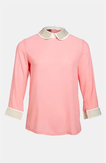 I Madeline Studded Collar Blouse Pink Small