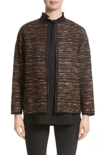 Women's Lafayette 148 New York Alexa Tweed Jacket, Size - Brown