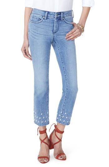 Women's Nydj Sheri Embroidered Stretch Slim Ankle Jeans P - Blue