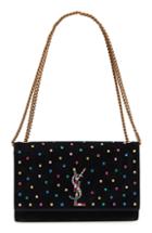 Saint Laurent Medium Kate Embellished Suede Shoulder Bag -