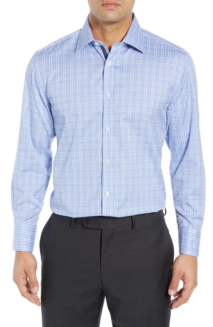 Men's English Laundry Regular Fit Plaid Dress Shirt .5 - 32/33 - Blue