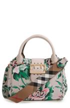 Burberry Small Buckle Floral Calfskin Leather Satchel -