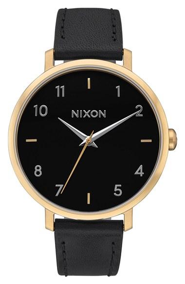 Women's Nixon The Arrow Leather Strap Watch, 38mm