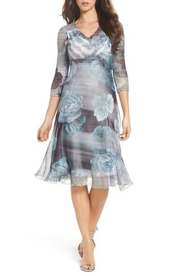 Women's Komarov Floral A-line Chiffon Dress - Blue