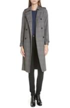 Women's Sandro Long Plaid Coat Us / 34 Fr - Grey