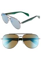 Men's Rag & Bone 62mm Mirrored Aviator Sunglasses - Ruthenium Khaki/ Blue