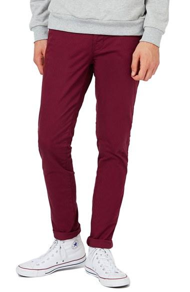 Men's Topman Stretch Skinny Fit Chinos X 30 - Burgundy