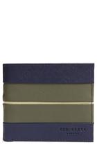 Men's Ted Baker London Striped Leather Bifold Wallet - Blue