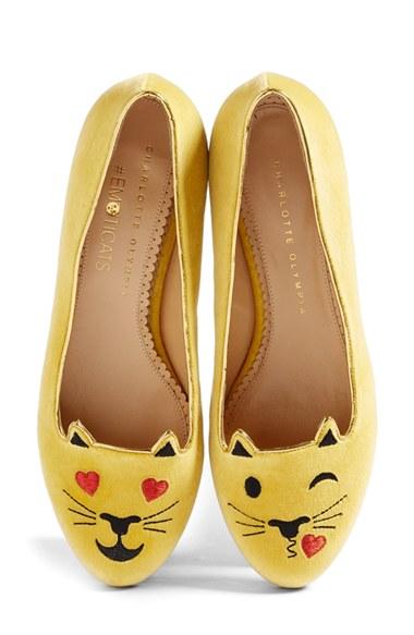 Women's Charlotte Olympia Lol Kitty Flat .5 Eu - Yellow