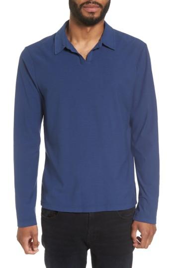 Men's James Perse Long Sleeve Cotton Polo (xl) - Blue
